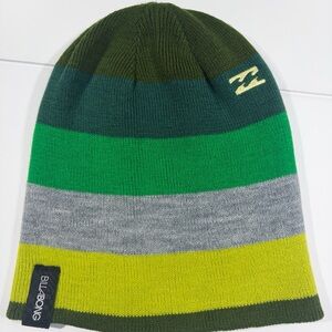 Billabong Striped Knit Beanie Green One Size
